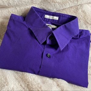 Express fitted 1MX dress shirt in a deep purple